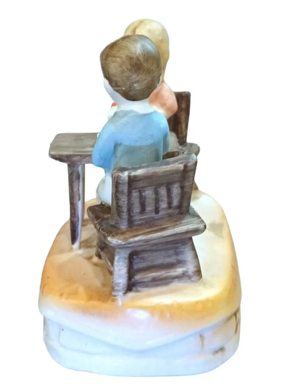 RARE Vintage Sankyo Boy Girl Praying W CAP Porcelain Music Box Bless This House